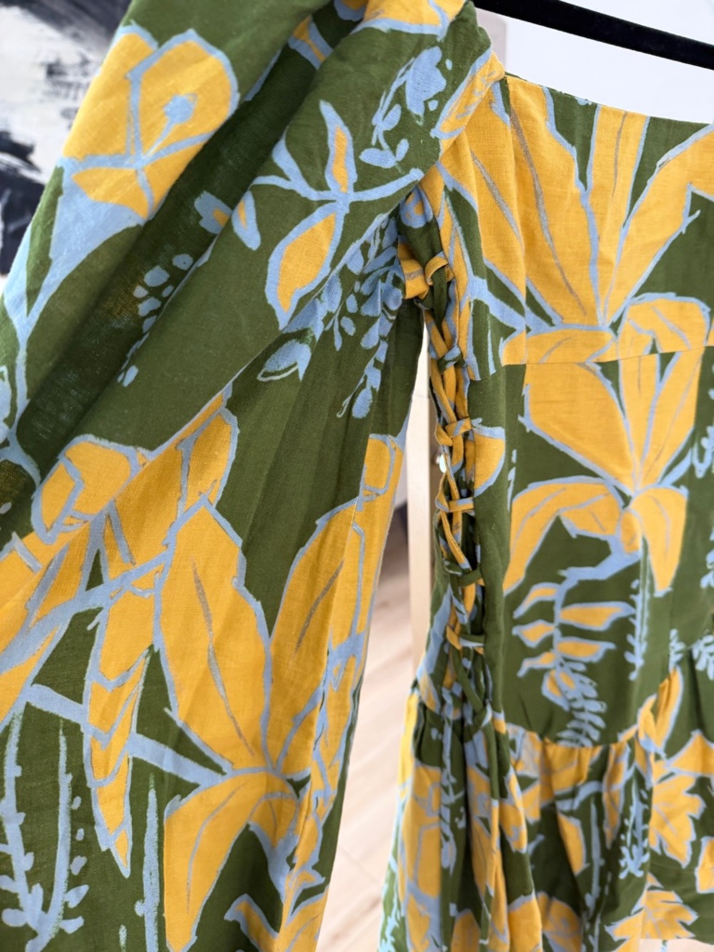 This item is a FARM RIO Lace-up floral-print linen-blend mini dress - Picture 6 of 13